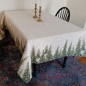 Tree Motif Tapestry Tablecloth Made In Lithuania. 64" X 106". New.
